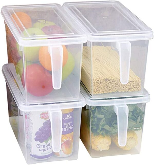 حاويات تخزين بلاستيكية مربعة لتخزين الطعام من ماين ديكور، حاويات منظمة للثلاجة قابل للتكديس بمقبض مع اغطية للفواكه والخضروات والبيض واللحم (مجموعة من 4 قطع) اشتري اونلاين بأفضل الاسعارحاويات تخزين بلاستيكية مربعة لتخزين الطعام من ماين ديكور، حاويات منظمة للثلاجة قابل للتكديس بمقبض مع اغطية للفواكه والخضروات والبيض واللحم (مجموعة من 4 قطع)✓ شحن سريع و مجاني✓ ارجاع مجاني✓ الدفع عند